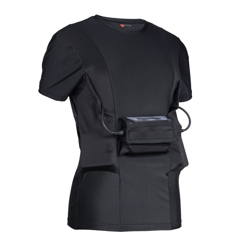 Black HeartWare LVAD women’s shirt designed for comfort and controller storage